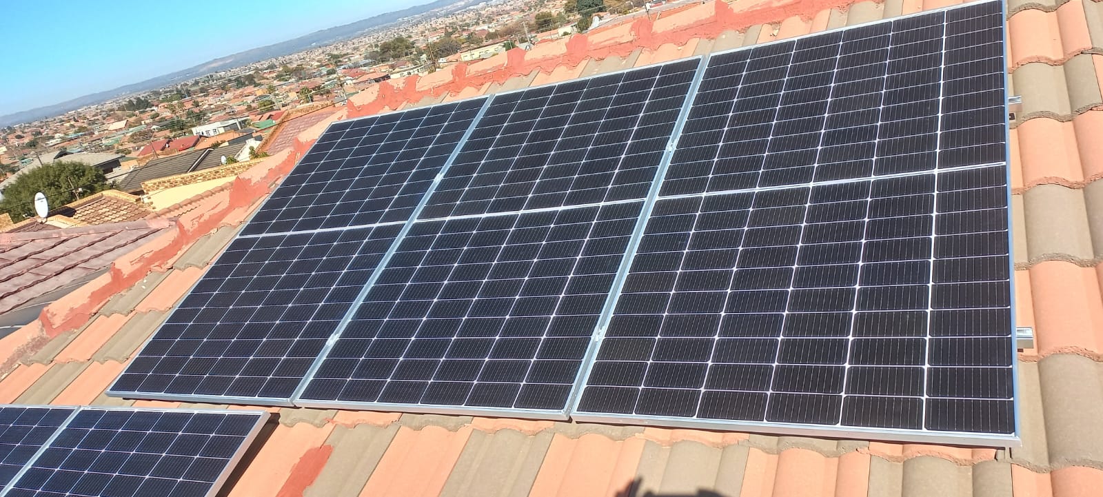 Solar panel installation on a tiled roof in Pretoria