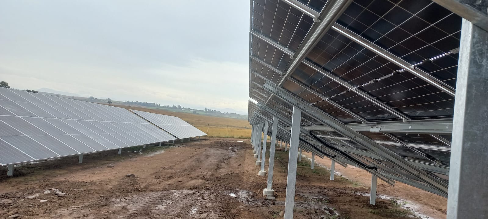 Large-scale ground-mounted solar panel array