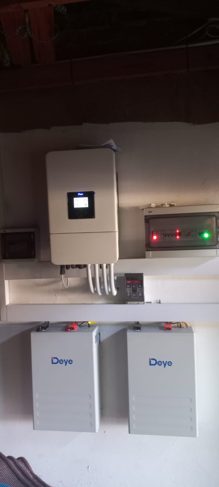Deye inverter and lithium batteries installed with distribution boards